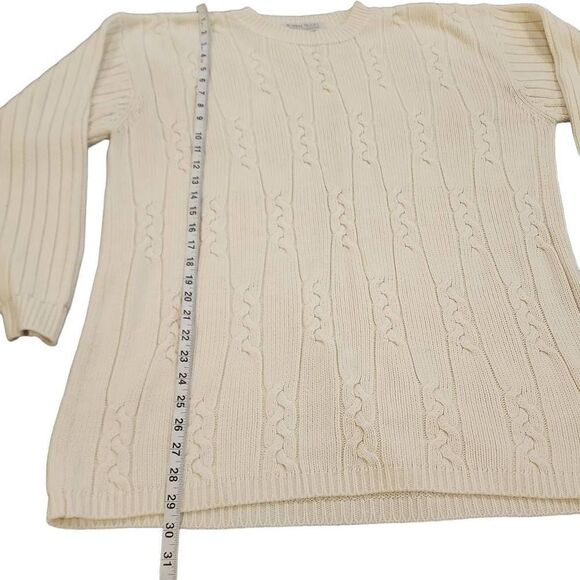 Karen Scott Men's Ivory Cable Knit Crew Neck Pullover Sweater Size Medium - Picture 6 of 11